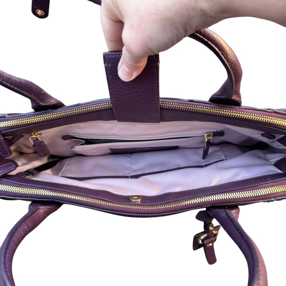 Tumi Women's Purple Leather Laptop Briefcase | Gold Hardware - Picture 11 of 13